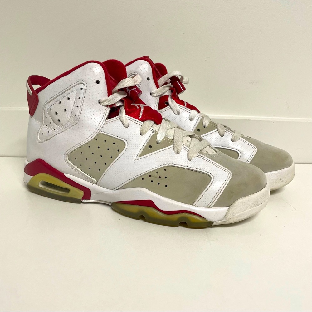 NIKE AIR JORDAN 6 RETRO 384665-113 GS RED WHITE "ALTERNATE" Size 7Y KIDS